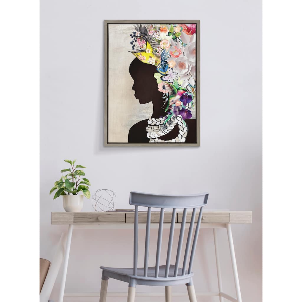 Kate and Laurel Sylvie Natural Woman Framed Canvas by Nikki Chu