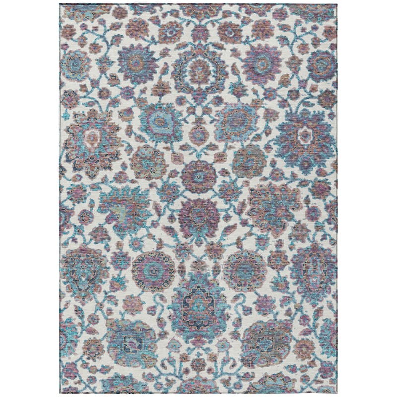 Machine Washable Indoor/Outdoor Traditional Farmhouse Chantille Rug