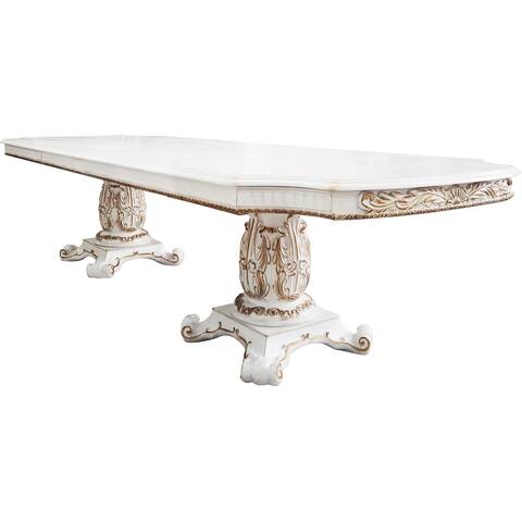 Dining Table With Removable Leaves in Antique Pearl Finish - Antique Pearl