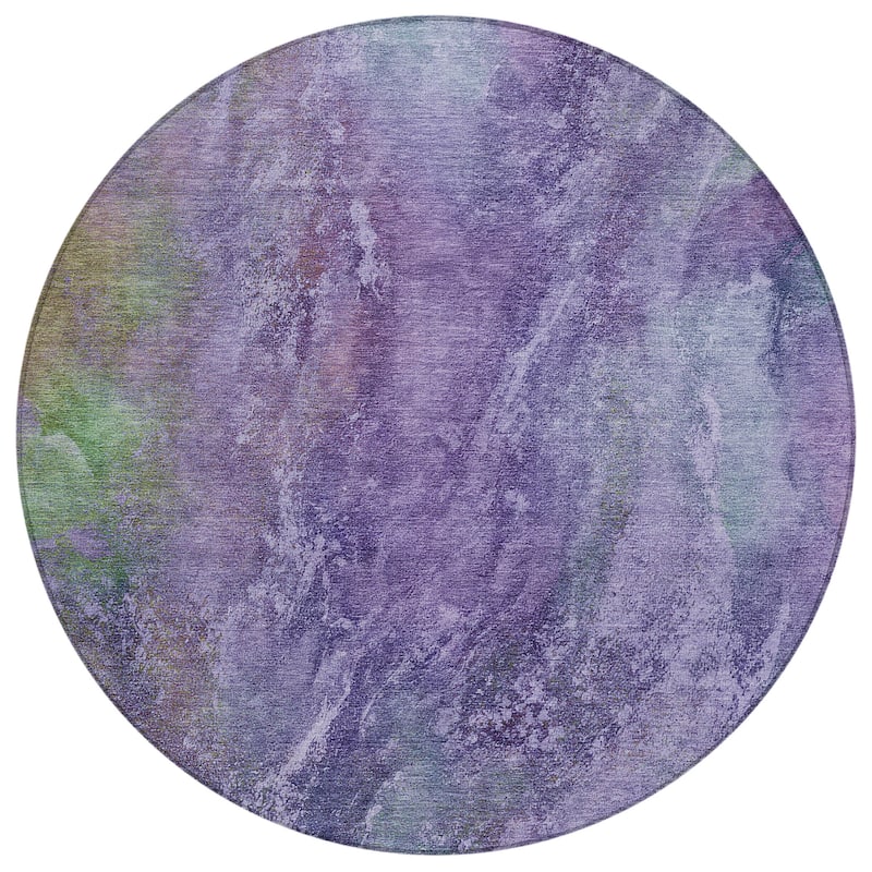 Machine Washable Indoor/ Outdoor Abstract Watercolor Chantille Rug