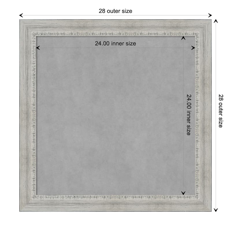Amanti Art Rustic White Wash Framed Magnetic Board - Board Size 24x24