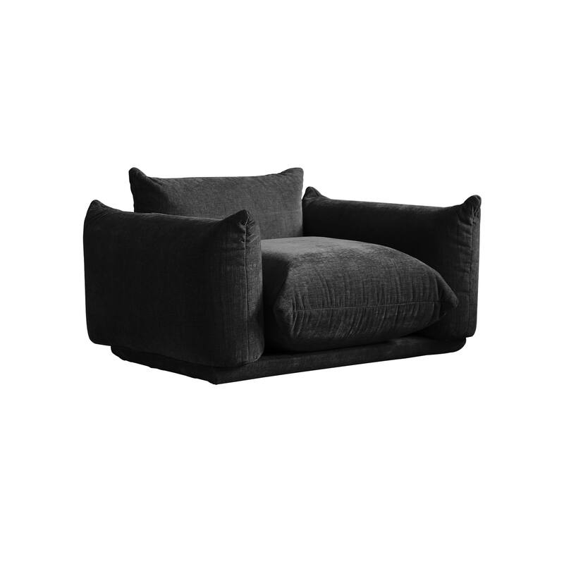 Single Sofa Accent Chair Armchair Chenille Fabric Sofa with Ottoman Set