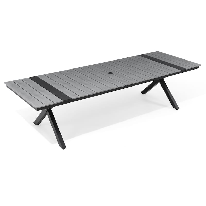 Pellebant Aluminum Rectangular Outdoor Patio Dining Table with Umbrella Hole