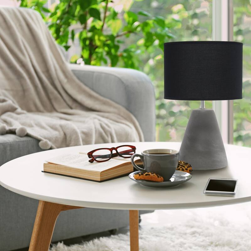 14.2 in. Gray Finish Table Lamp with Black Shade, Sturdy Table Lamp for Living Rooms and Bedrooms