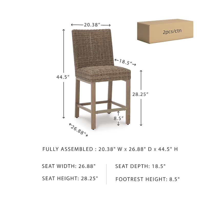 Signature Design by Ashley Walton Bridge Driftwood Outdoor Bar Stool (Set of 2) - 20.38" W x 26.88" D x 44.5" H