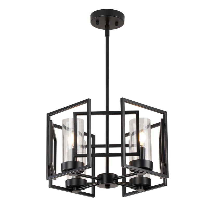 4-Light Geometric Simple Lantern Marco Pendant Lamp or Semi Flush Mount