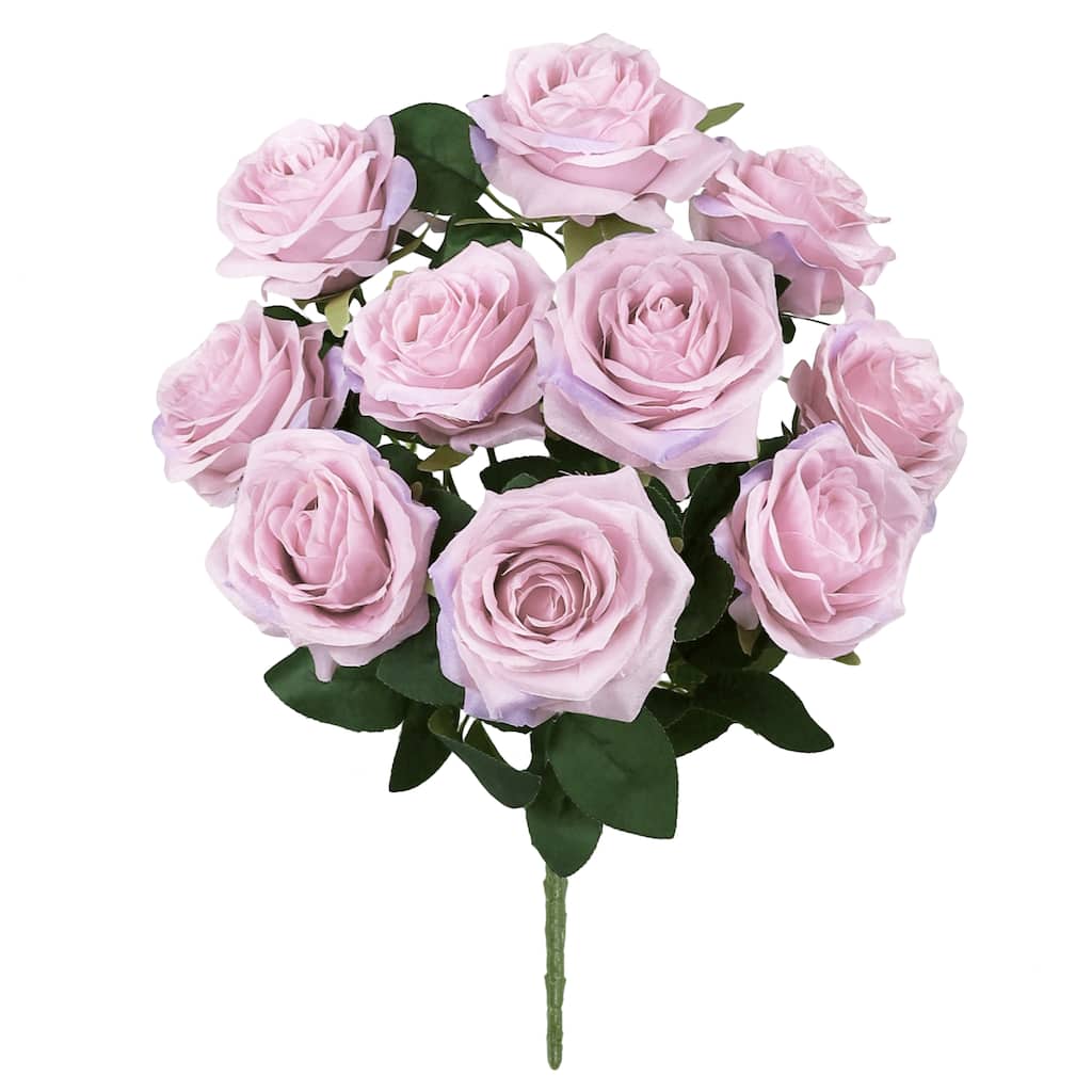 Set of 3 Dusty Lavender Artificial Day Queen Rose Flower Stem Bush Bouquet 18in - 18" L x 12" W x 12' DP