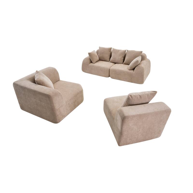 Boneless Sectional Cloud Couch Sofa for Living Room, 118" L-Shape Modular Velvet Sofa Modern Lounge Sleeper Couches with Chaise