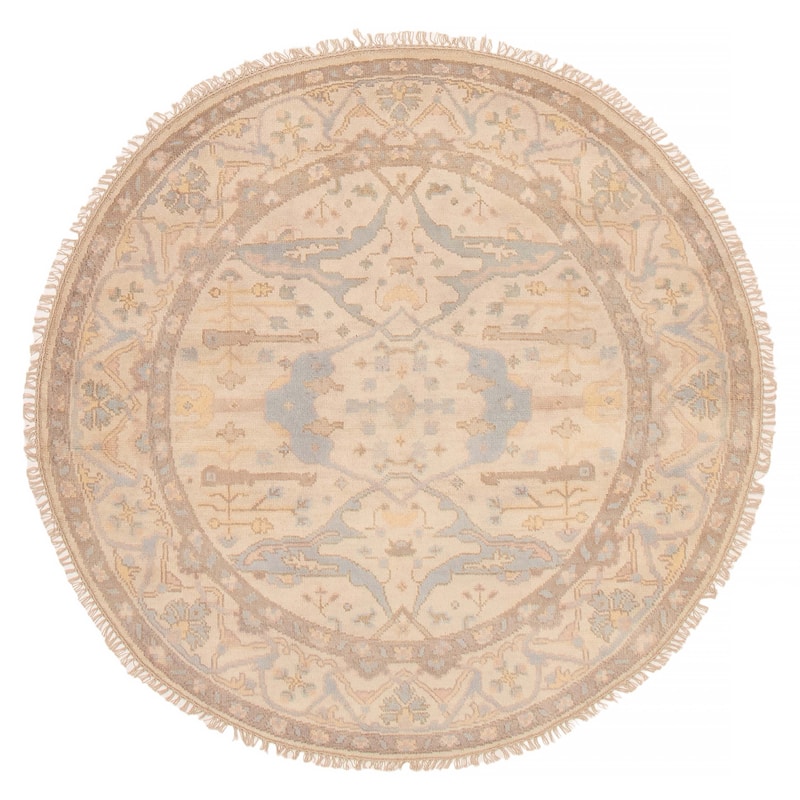ECARPETGALLERY Hand-knotted Royal Oushak Ivory Wool Rug - 5'11 x 5'11 - Ivory - 5'11 x 5'11
