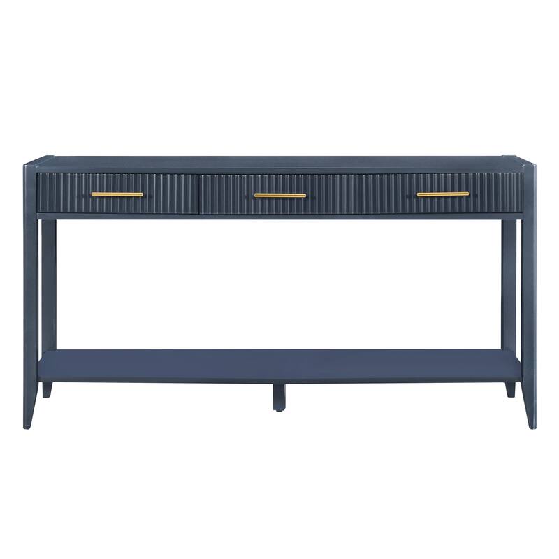 High-Quality Entryway Console Table with Vertical Stripe Drawers, Long Legs