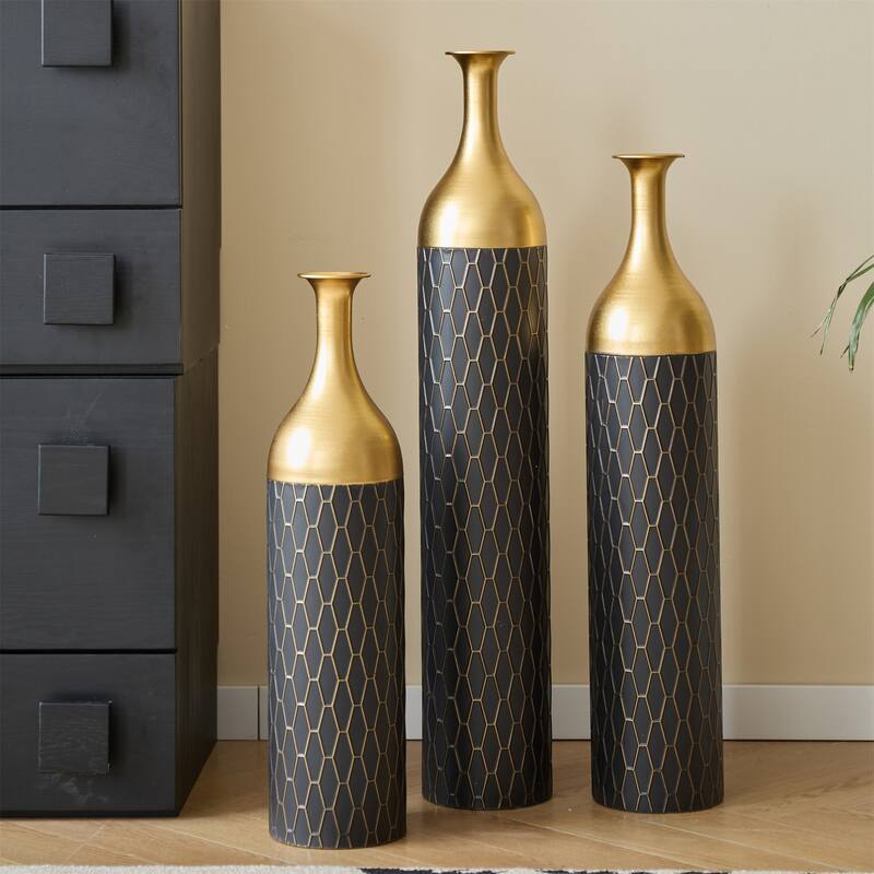 Home Decorated Floor Metal Vases (Set of 3)