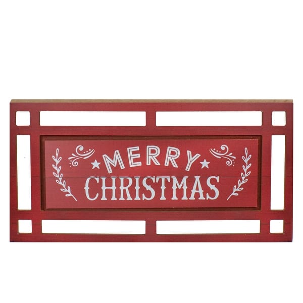 slide 2 of 4, 24" red and white merry christmas rectangular carved wooden wall sign