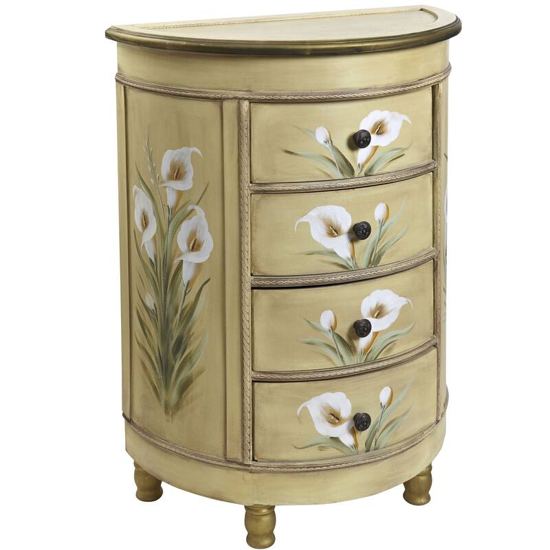 31.75" Antique Calla Lily Floral Art Accessory Table Cabinet