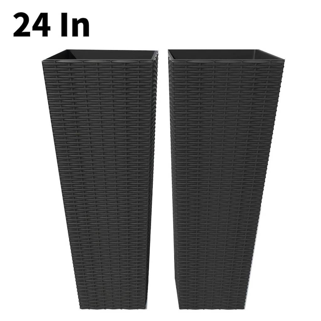 24 Inch Set of 2 Decorative Planters, Flower Pots for Patio, Backyard, Home