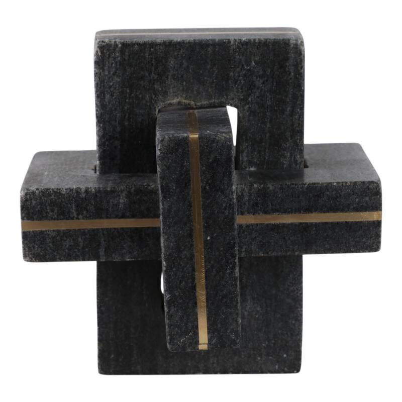 Stone Metal Decorative Object Interlocking Modern Geometric Structure