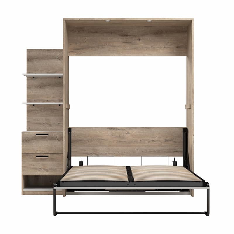 Cielo Full Murphy Bed with Floating Shelves by Bestar