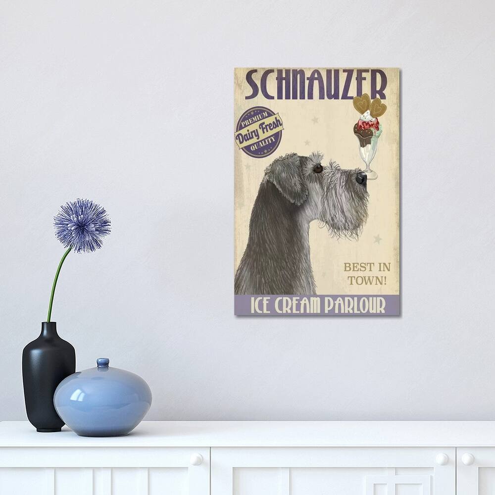 iCanvas "Schnauzer, Grey, Ice Cream" by Fab Funky Canvas Print