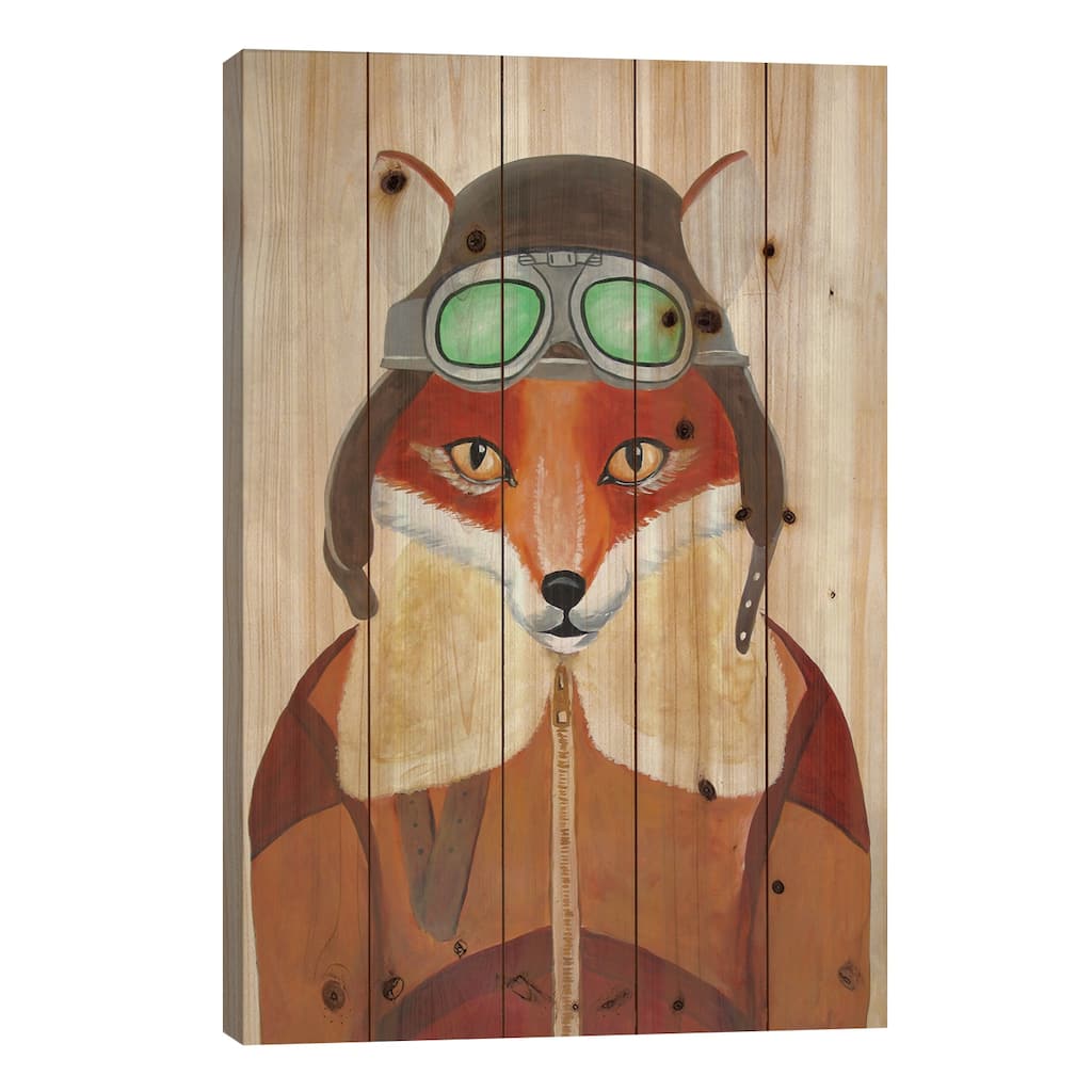 Fox Aviator Print On Wood by Coco de Paris - Multi-Color