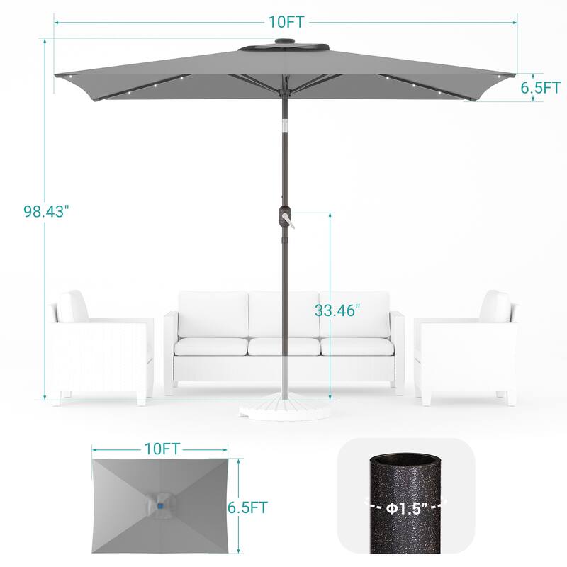 BONOSUKI LED 10 x 6.5ft Outdoor Umbrellas Patio Market Table Umbrellas
