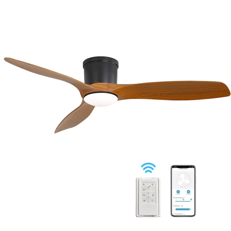 52 inch Smart Ceiling Fan with Light Remote 3 ABS Blades 18W Dimmable LED Reversible DC Motor