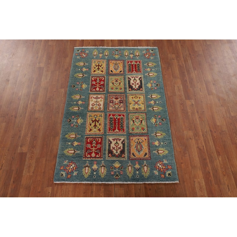 Garden Design Blue Kazak Accent Rug Handmade Wool Carpet - 3'4" x 5'3"