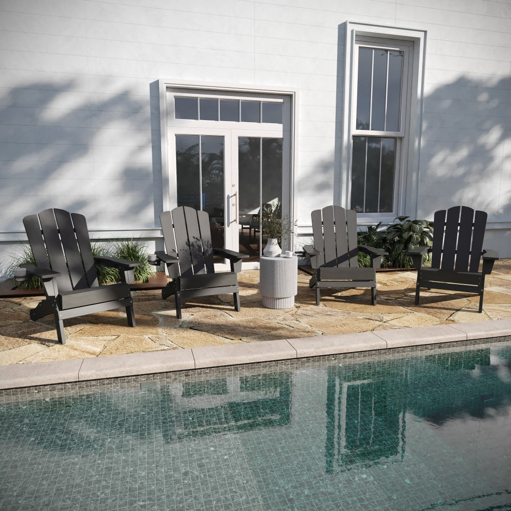 Set of 4 All-Weather Adirondack Chairs with Cupholders
