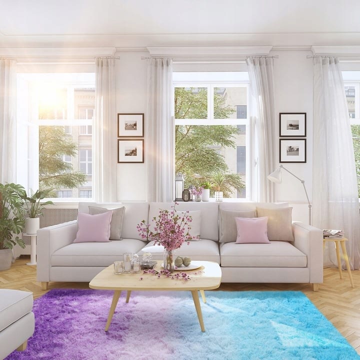 Shaggy Home Decor Carpet Luxury Gradient Rug for Living Room Bedroom