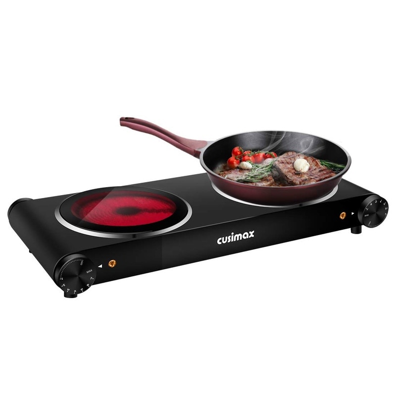 Electric Hot Plate for Cooking, Infrared Double Burner,1800W Portable  Electric Stove,Heat-up In Seconds,Countertop Cooktop for Dorm Office Home  Camp