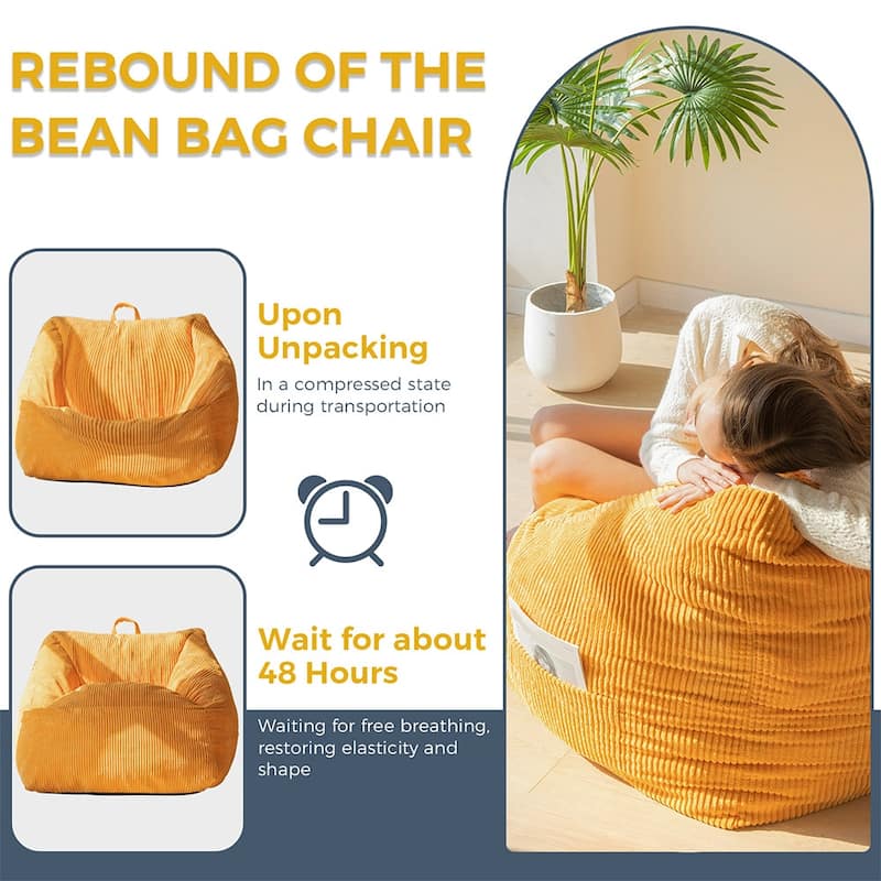 Bean Bag Chair with Handle,Corduroy Accent Sofa Chair
