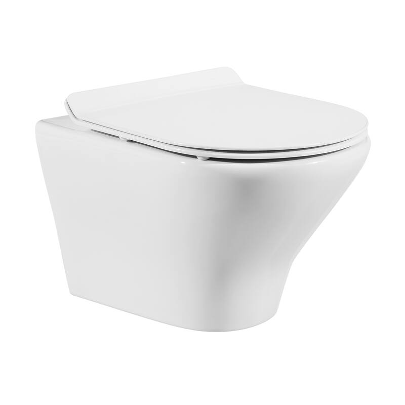 Monaco Wall-Hung Round Compact Toilet Bowl - Glossy White