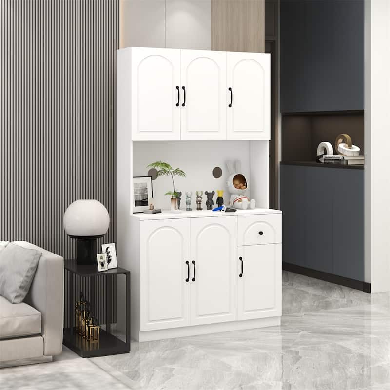 Kitchen Pantry Storage Cabinet with Microwave Oven Countertop