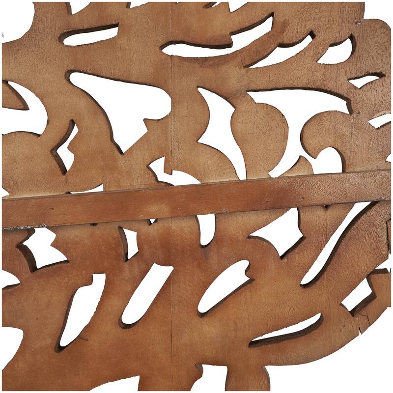 Mango Wood Tree Large Carved Home Wall Decor with Scrollwork - White or Brown - Roche River Decor