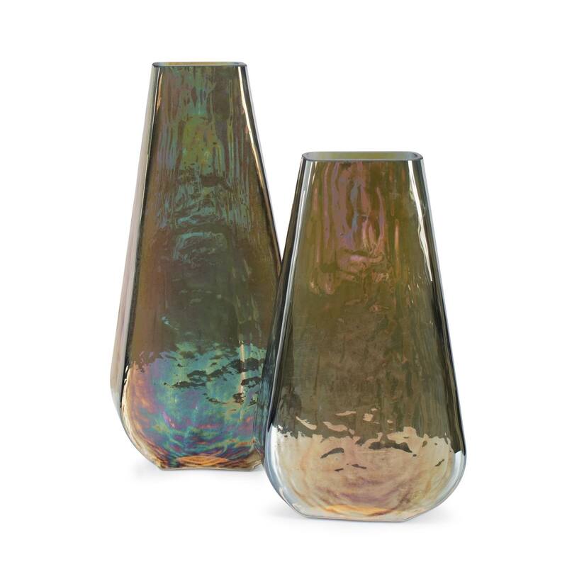 Allan Andrews Handmade Contemporary Burnished Iridescent Decorative Glass Vase