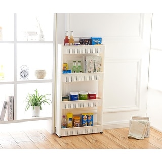 Link to Basicwise Slim 4-shelf Rolling Pull-out Cart Rack Tower Storage Cabinet Organizer Similar Items in Dressers & Chests