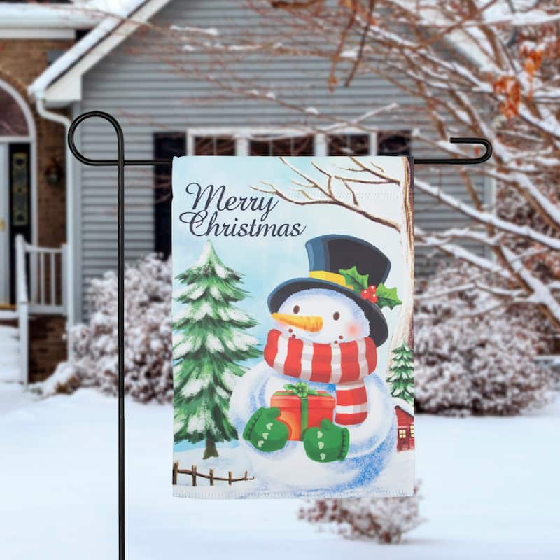 Merry Christmas and Snowman Outdoor Garden Flag 12.5" x 18"