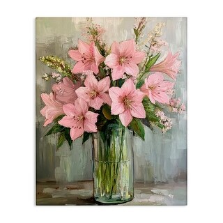 Stupell Pink Lily Floral Display Canvas Wall Art Design by Petal Prints ...