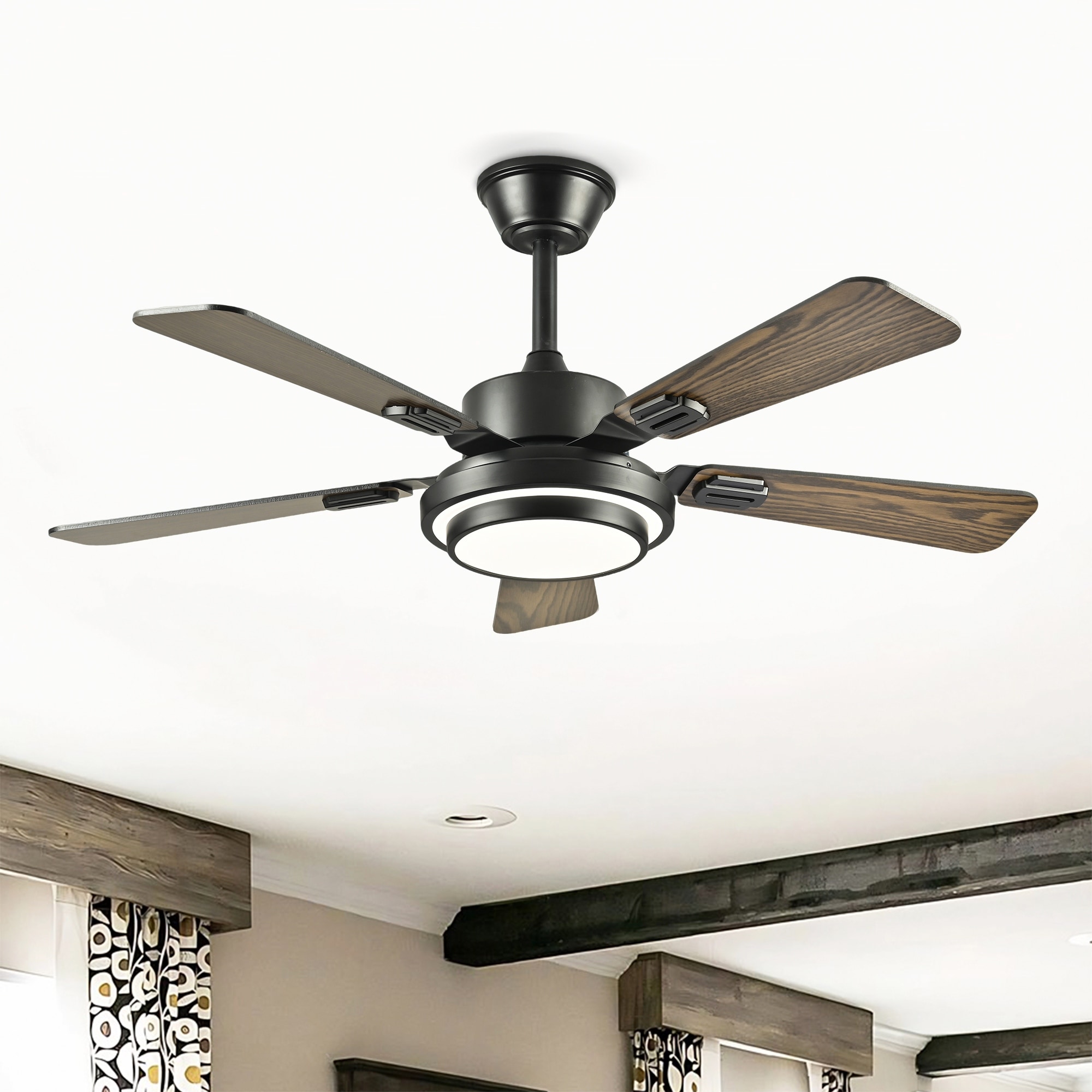 42" Modern Ceiling Fan with RGB LED Light and Remote, Reversible DC Motor 6 Speeds Ceiling Fan for Living Room