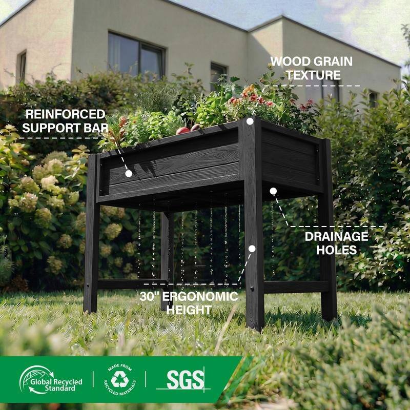 WINSOON All Weather HIPS Raised Garden Bed with Drainage Holes