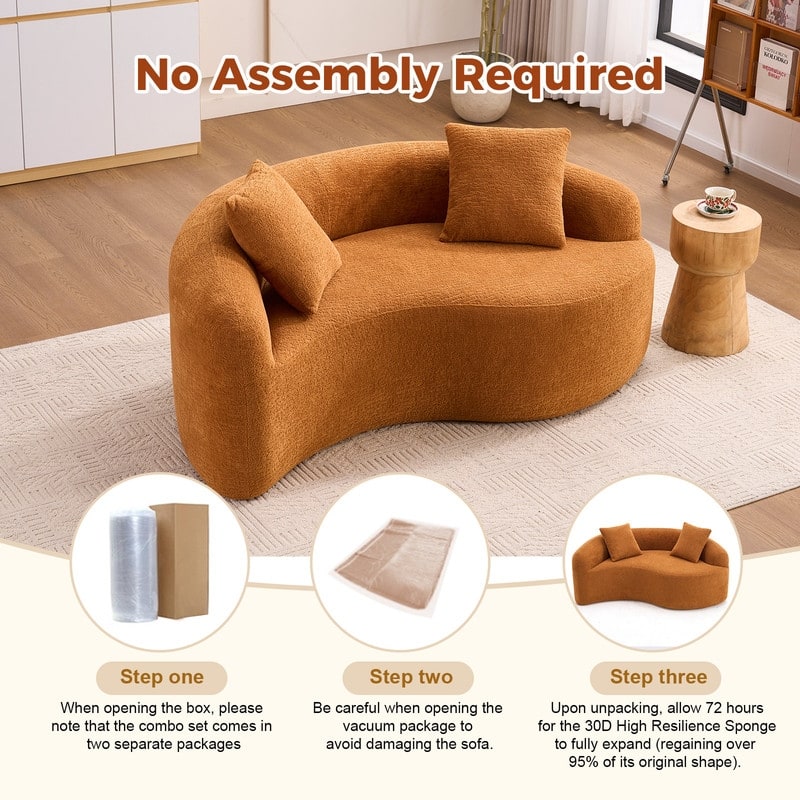 Single S-Curved Chenille Sofa Chair, No Assembly