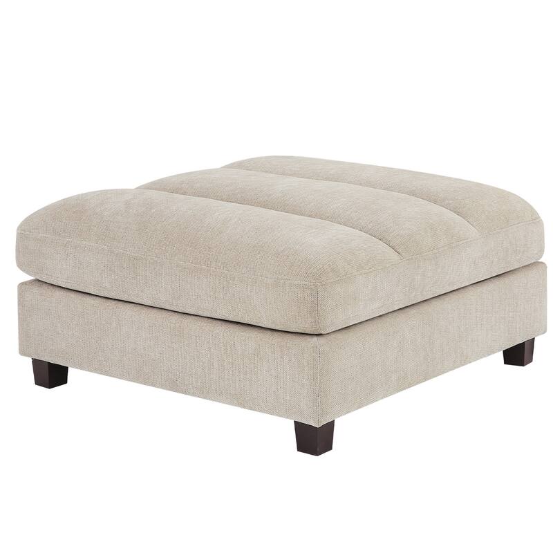 38.6" Plush Chenille Ottoman, Upholstered Cloud Ottoman, Modular Sectional Couches For Living Room, Compressed Memory Foam
