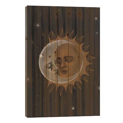 Sun And Moon Print On Wood by Stephanie Sanchez - Multi-Color