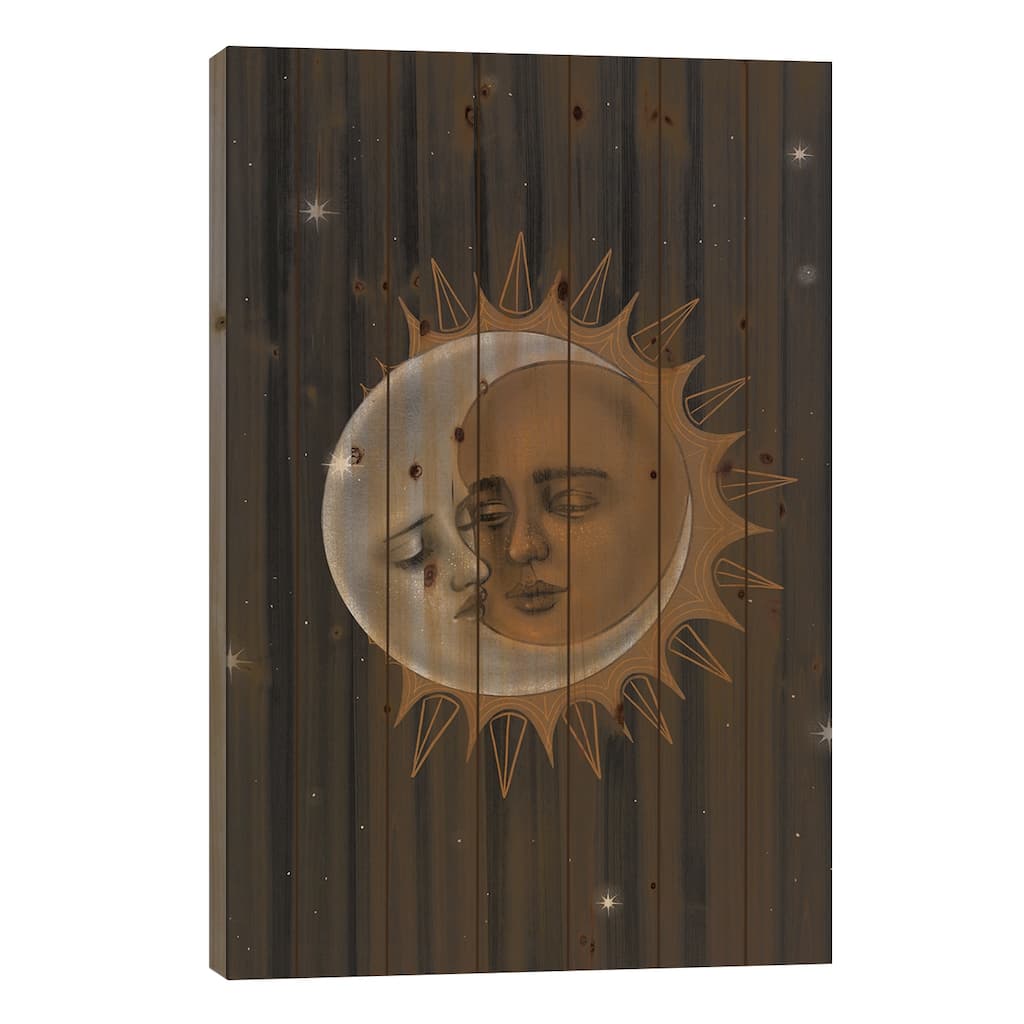 Sun And Moon Print On Wood by Stephanie Sanchez - Multi-Color