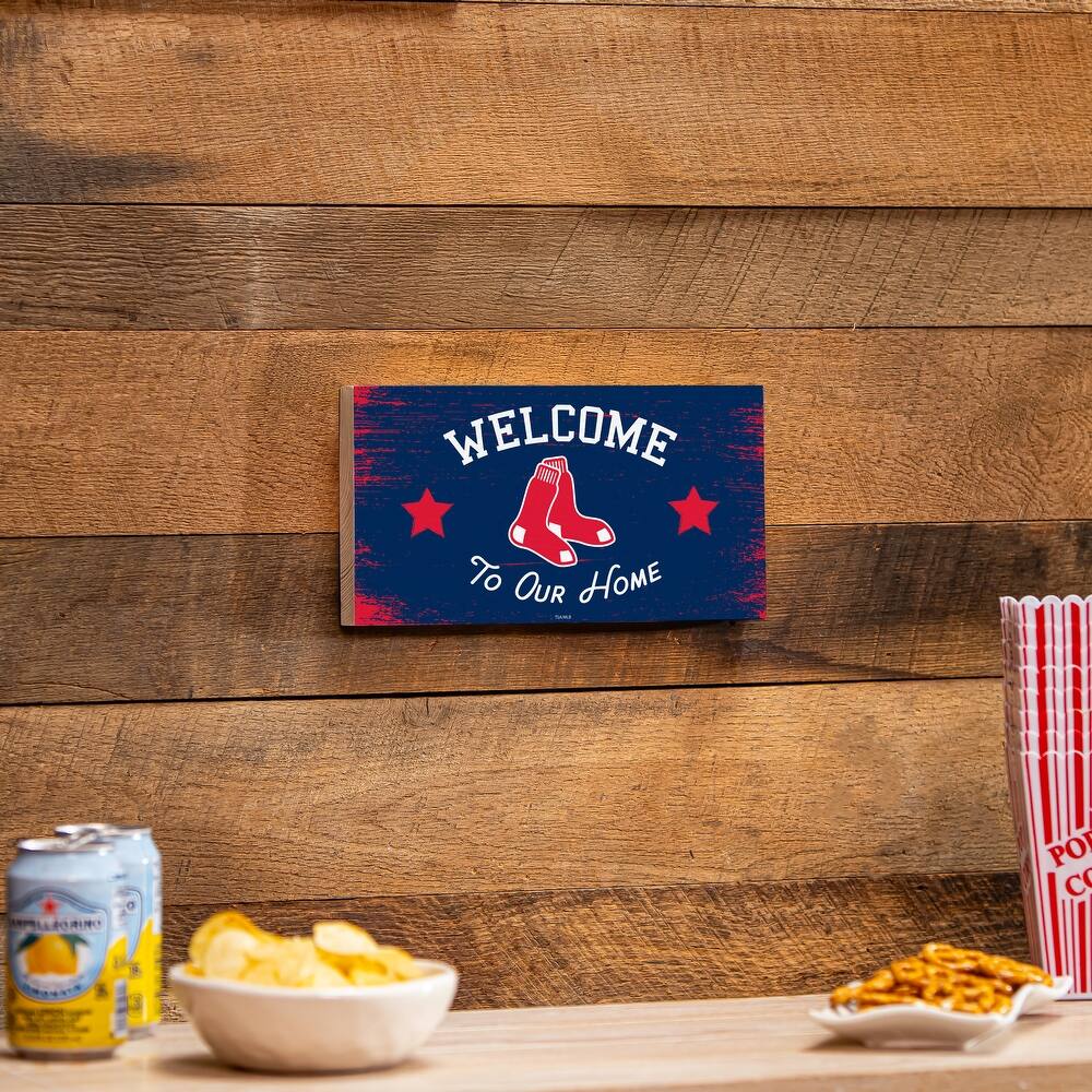 Boston Red Sox Wooden Door Decor Wall Sign - Multi-Color