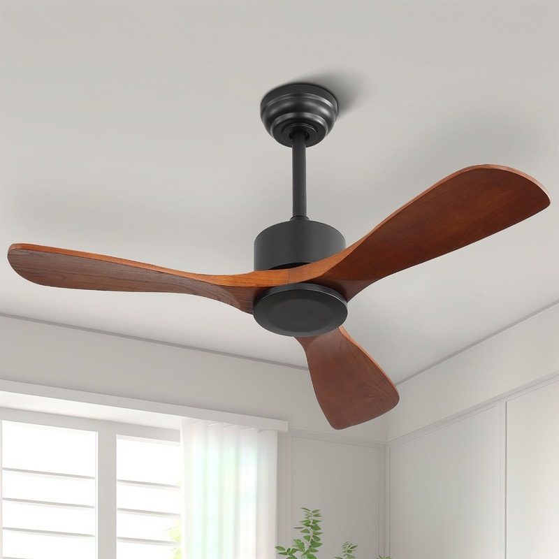 Sofucor 42 Inch Solid Wood Ceiling Fan,Quiet DC Motor,6-Speed Reversible Fan with Timer & Remote