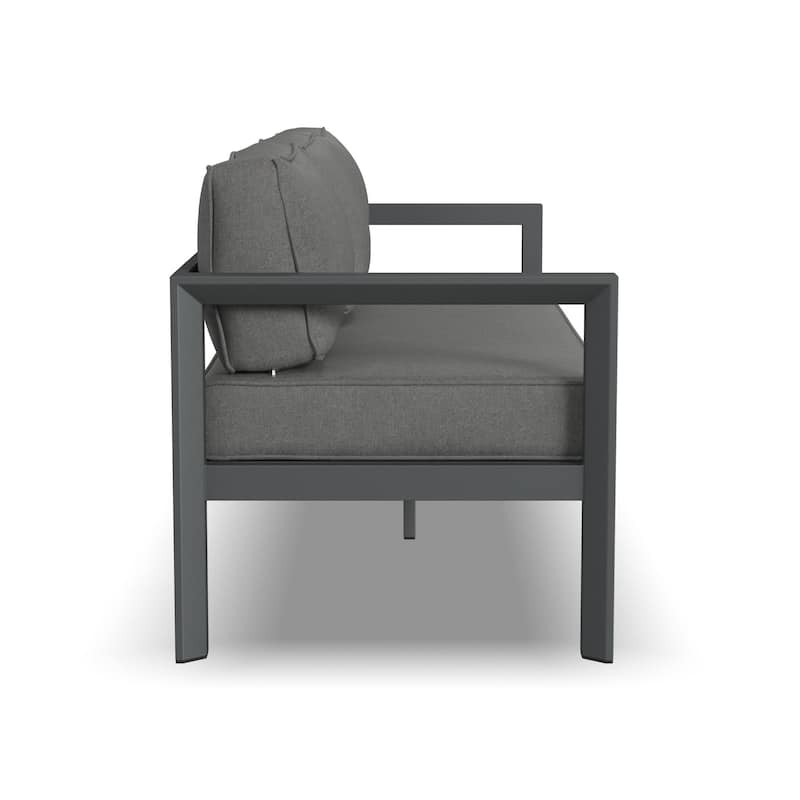 Grayton Gray Aluminum Outdoor Aluminum Sofa - 81" x 32" x 29"