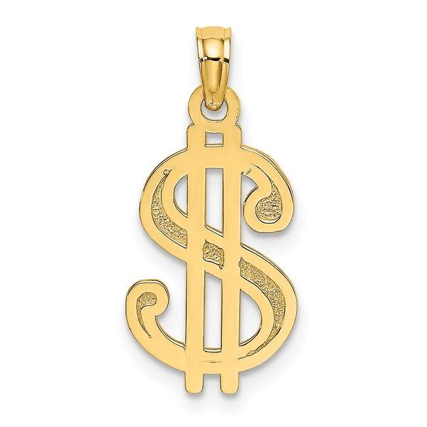 Shop 14k Yellow Gold Textured Dollar Sign Charm With 18 Inch Cable Rope Chain By Versil On Sale Overstock 31755496