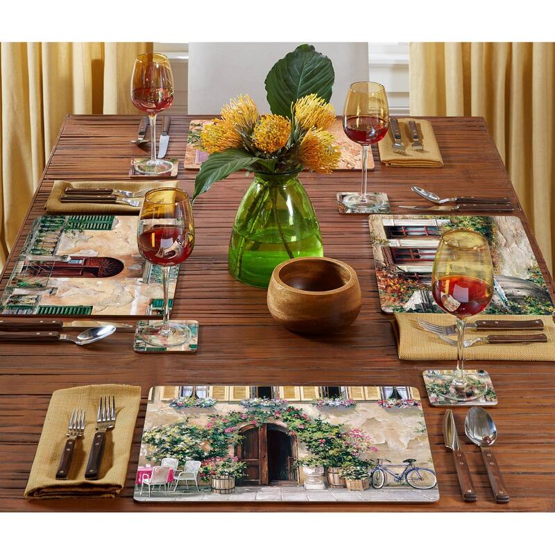 Cala Home Hardboard Placemats - Tuscan Doorways - Set of 4 - 15.5x11.25x.220