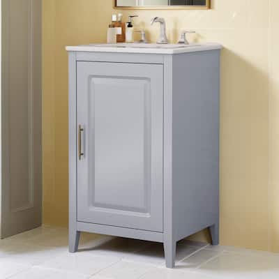 20.3" Bathroom Vanity with Sink, Functional Drawer, Door Shelf, Soft-closing Door