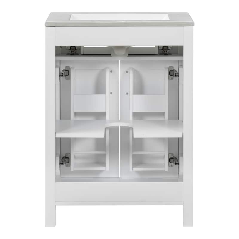 GDFStudio - Nova Wood & Ceramic Bathroom Vanity Cabinet with Single Sink