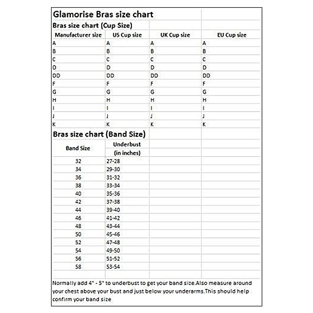 glamorise sports bra size chart